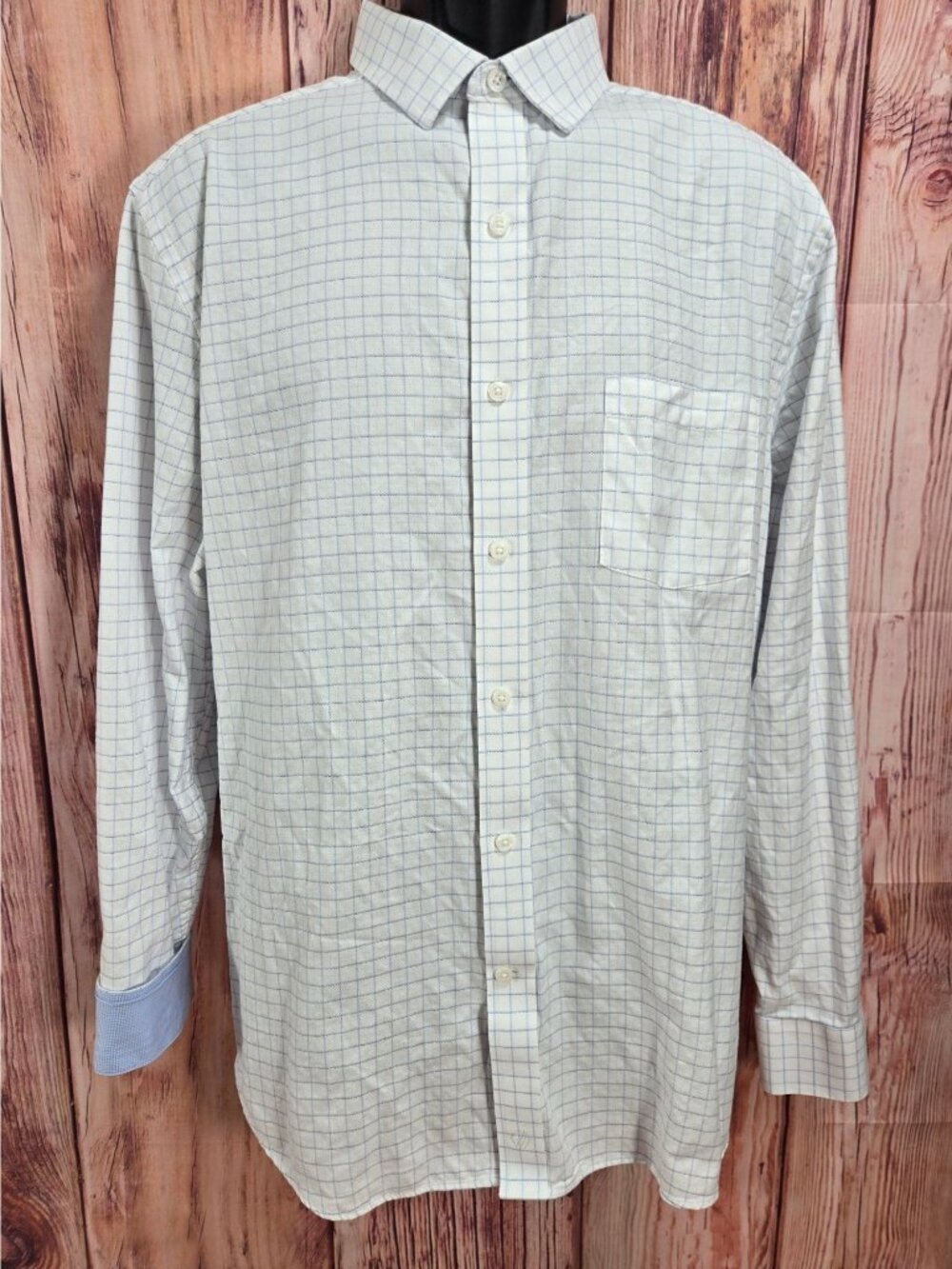 Johnston & Murphy Mens Blue Check Long Sleeve Shirt Large